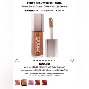 FENTY beauty by Rihanna Gloss bomb cream Honey waffles 03- New, No box